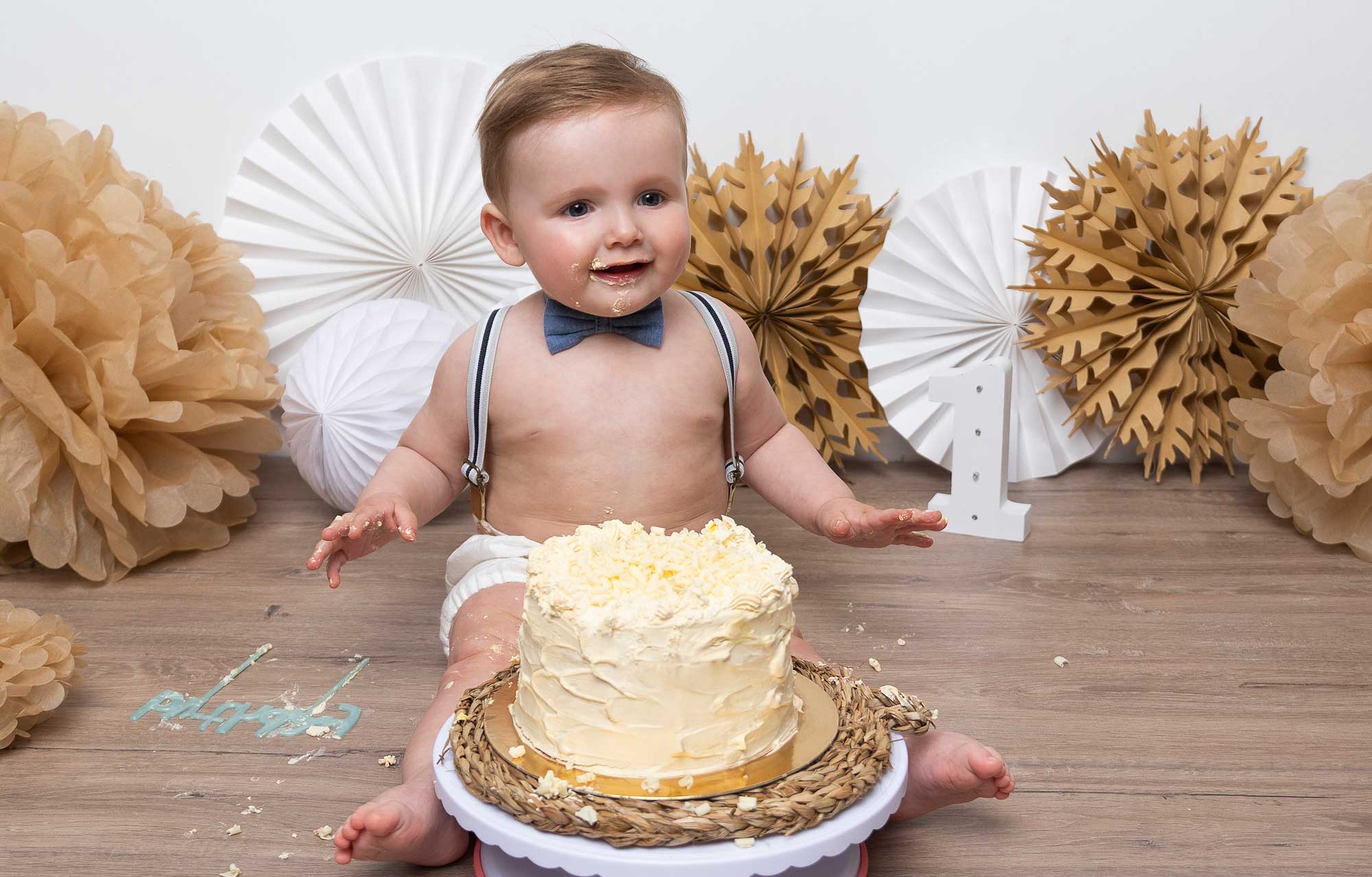 Niño de 1 año de edad, smash Pastel Pastel de cumpleaños